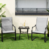 2 Pieces C-Spring Motion Patio Dining Chairs with Breathable Fabric-Gray