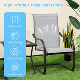 2 Pieces C-Spring Motion Patio Dining Chairs with Breathable Fabric-Gray