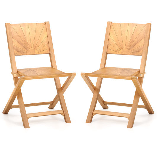 2 Pieces Folding Patio Chairs with Inclined Backrest