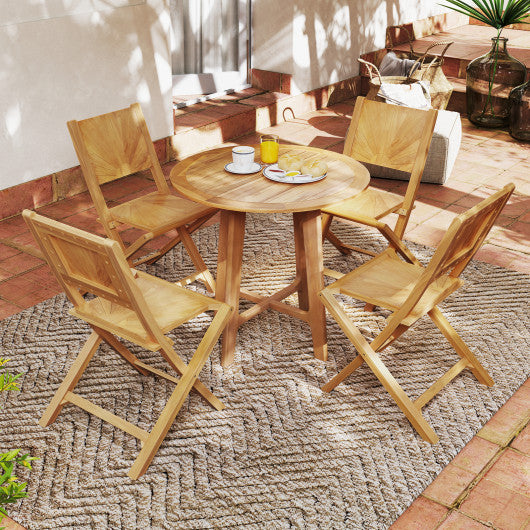 2 Pieces Folding Patio Chairs with Inclined Backrest