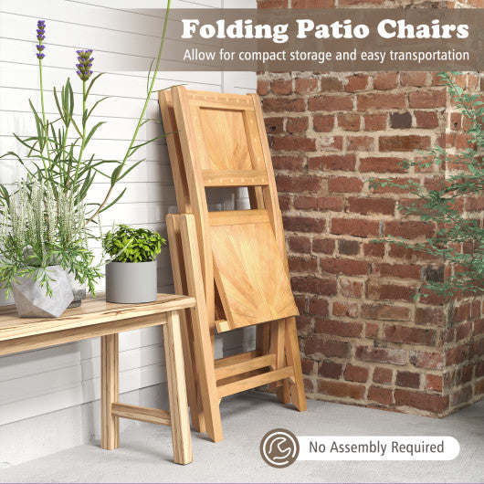 2 Pieces Folding Patio Chairs with Inclined Backrest