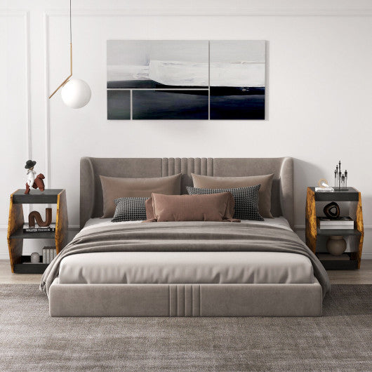 2 Pieces Hexagonal Side End Table for Living Office Coffee Room-Coffee