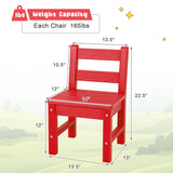 2 Pieces Kids Learning Chair set with Backrest-Red