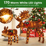 2 Pieces Lighted Moose Family with 170 LED Lights and Zip Ties
