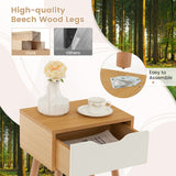 Set of 1/2 Modern Nightstand with Storage Drawer for Bedroom Living Room-2 Pieces