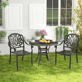 2 Pieces Patio Cast Aluminum Dining Chairs with Armrests-Bronze