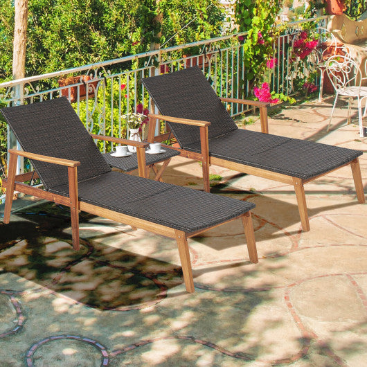 Patio Chaise Lounge and Table Set with 4-Level Adjustable Backrest