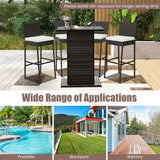 2 Pieces Patio Cushioned Wicker Barstools with Cozy Footrest-Set of 2