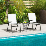 2 Pieces Patio Folding Chairs with Armrests for Deck Garden Yard-White