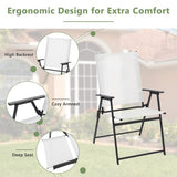 2 Pieces Patio Folding Chairs with Armrests for Deck Garden Yard-White