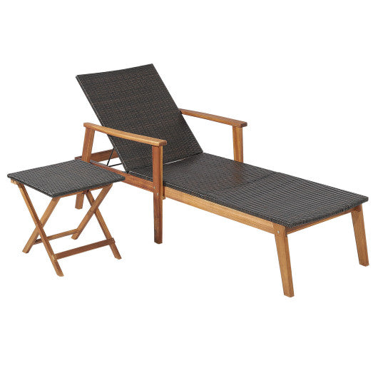 Patio Chaise Lounge and Table Set with 4-Level Adjustable Backrest