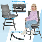2 Pieces Patio Swivel Bar Chair Set with Quick Dry 4D Air Fiber Cushion