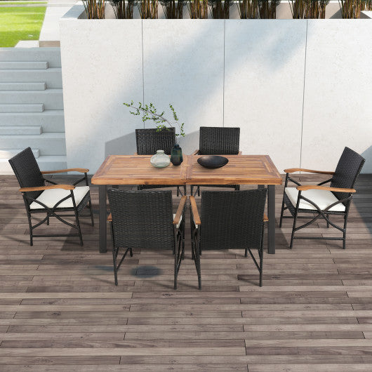 Set of 2/4 Patio Wicker Dining Chairs with Soft Zippered Cushion-Set of 2