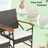 Set of 2/4 Patio Wicker Dining Chairs with Soft Zippered Cushion-Set of 2