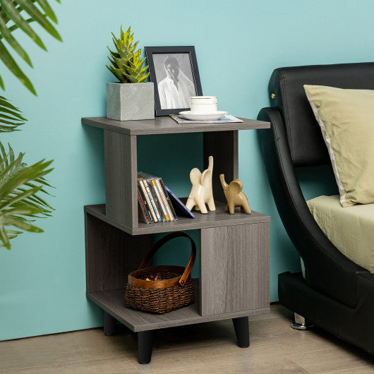 2 Pieces Wooden Modern Nightstand Set with Legs for Living Room