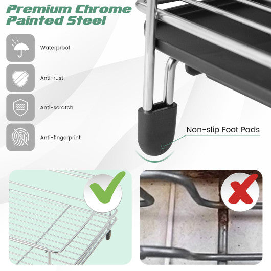 2-Tier Detachable Dish Rack with Drainboard and 360° Swivel Spout