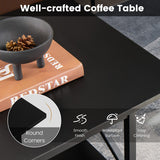 2-Tier Rectangle Coffee Table with Storage Shelf and X-shaped Metal Frame-Black