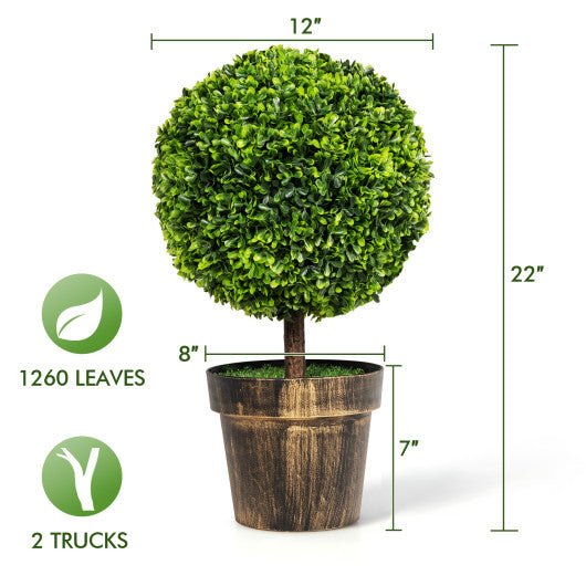 Artificial Ball Tree set of 2 with Natural Look and Water Resistance