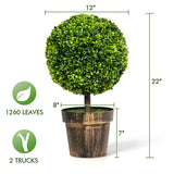 Artificial Ball Tree set of 2 with Natural Look and Water Resistance