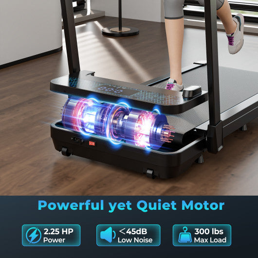 2 in 1 Folding Treadmill with 300 LBS Capacity and Remote Control for Home-Black