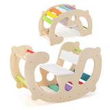 2-in-1 Rocking Horse Arch for Kids Montessori Climbing Toys with Arch Climber-Multicolor