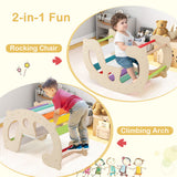 2-in-1 Rocking Horse Arch for Kids Montessori Climbing Toys with Arch Climber-Multicolor