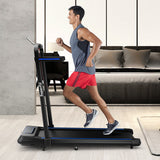 2 in 1 Folding Treadmill with Incline with Remote Control-Blue