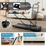 2 in 1 Folding Treadmill with Incline with Remote Control-Blue