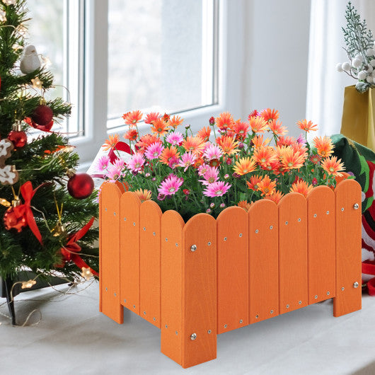 2 Pack Rectangular Planter Box with Drainage Gaps for Front Porch Garden Balcony-Orange