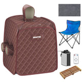 800W 2 Person Portable Steam Sauna Tent SPA with Hat Side Holes 3L Steamer-Coffee