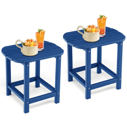 2-Pieces18 Inches Adirondack Outdoor Side Table for Patio and Garden-Navy
