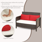 2 Pieces Cushioned Patio Rattan Furniture Set