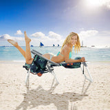 2 Pieces Folding Backpack Beach Chair with Pillow-Multicolor