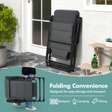 2 Pieces Outdoor Folding Patio Chairs with Adjustable Backrests for Bistro and Backyard-Gray