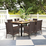 2 Pieces Outdoor PE Rattan Armchairs with Removable Cushions