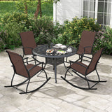 2 Pieces Outdoor Rocking Chairs with Breathable Backrest-Brown