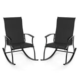 2 Pieces Outdoor Rocking Chairs with Breathable Backrest-Black