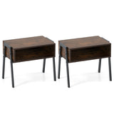 2 Pieces Stackable Night Stand Bedside End Table Set