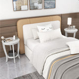 2-tier Round End Table with Solid Wood Legs-White