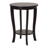 2-tier Round End Table with Solid Wood Legs-Espresso