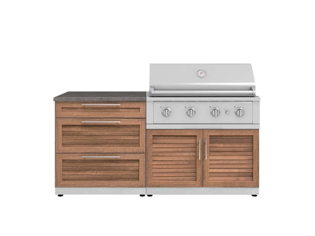 Outdoor Kitchen Stainless-Steel 4 Piece Cabinet Set with 3 Drawer, Grill Cabinet, Performance Grill, and Countertop