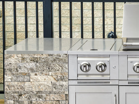 Outdoor Kitchen Signature Series 6 Piece Cabinet Set with Platinum Grill, 3 Drawer, 1 Door and Grill Cabinet