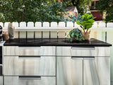 Outdoor Kitchen Stainless Steel 4 Piece Cabinet Set with 2 Door, Grill Cabinet, Platinum Grill and Countertop