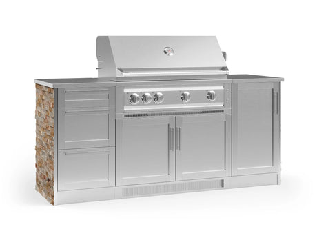 Outdoor Kitchen Signature Series 6 Piece Cabinet Set with Platinum Grill, 3 Drawer, 1 Door and Grill Cabinet