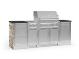 Outdoor Kitchen Signature Series 8 Piece Cabinet Set with Dual Side Burner, 3 Drawer, 1 Door, Platinum Grill and Grill Cabinet