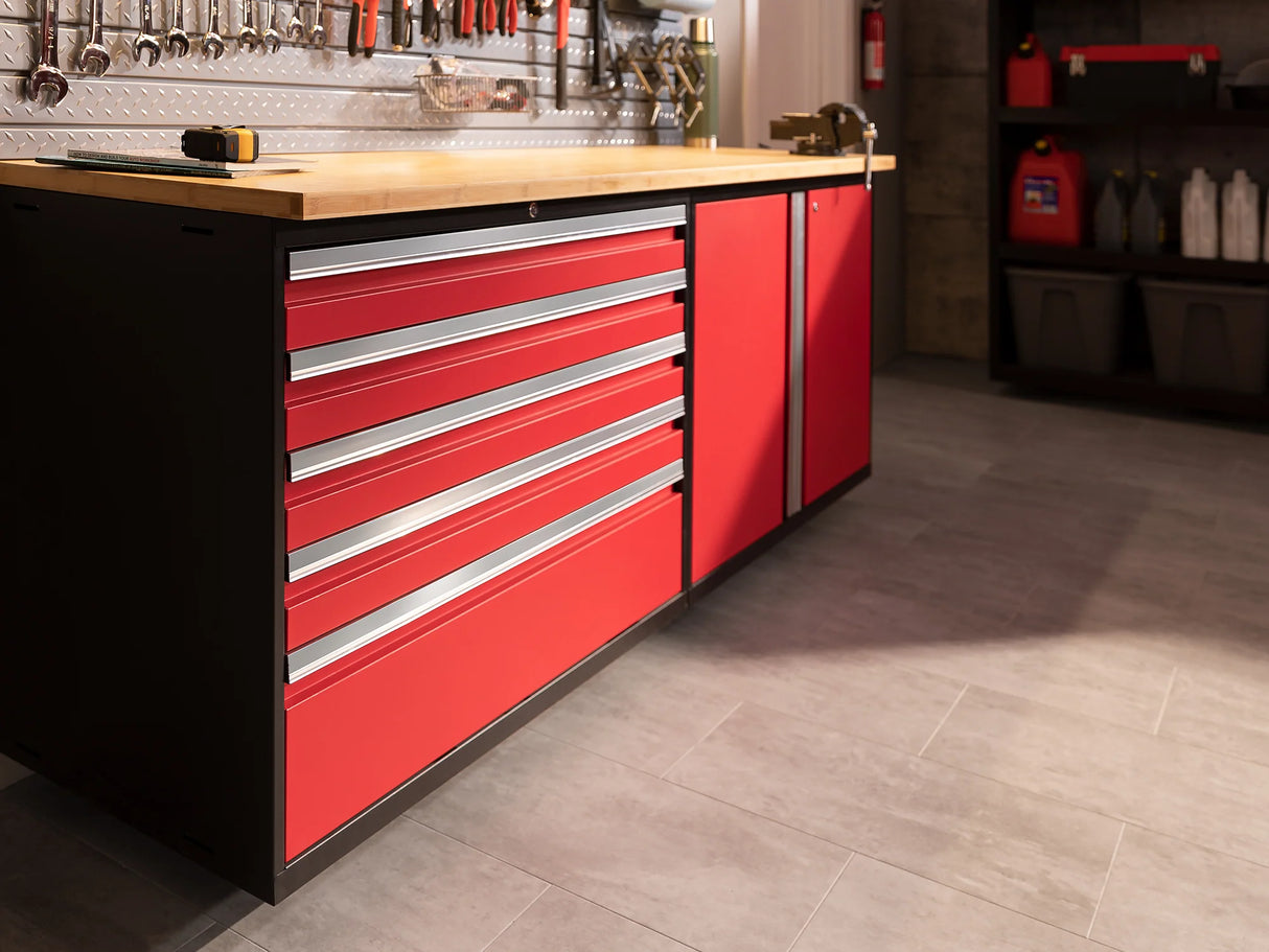Pro Series 5 Piece Cabinet Set with Wall, Tool Cabinet, Locker and 84 In. Workbench