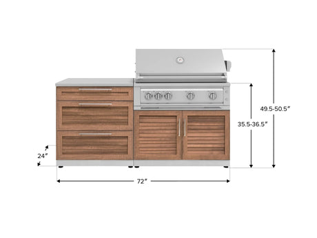 Outdoor Kitchen Stainless-Steel 4 Piece Cabinet Set with 3 Drawer, Grill Cabinet, Platinum Grill, and Countertop