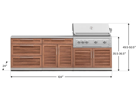 Outdoor Kitchen Stainless-Steel 5 Piece Cabinet Set with with 3-Drawer, Bar, Grill Cabinet, Platinum Grill and Countertop