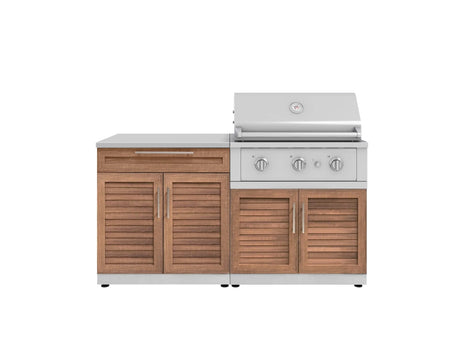 Outdoor Kitchen Stainless-Steel 4 Piece Cabinet Set with Bar, Grill Cabinet, Performance Grill, and Countertop