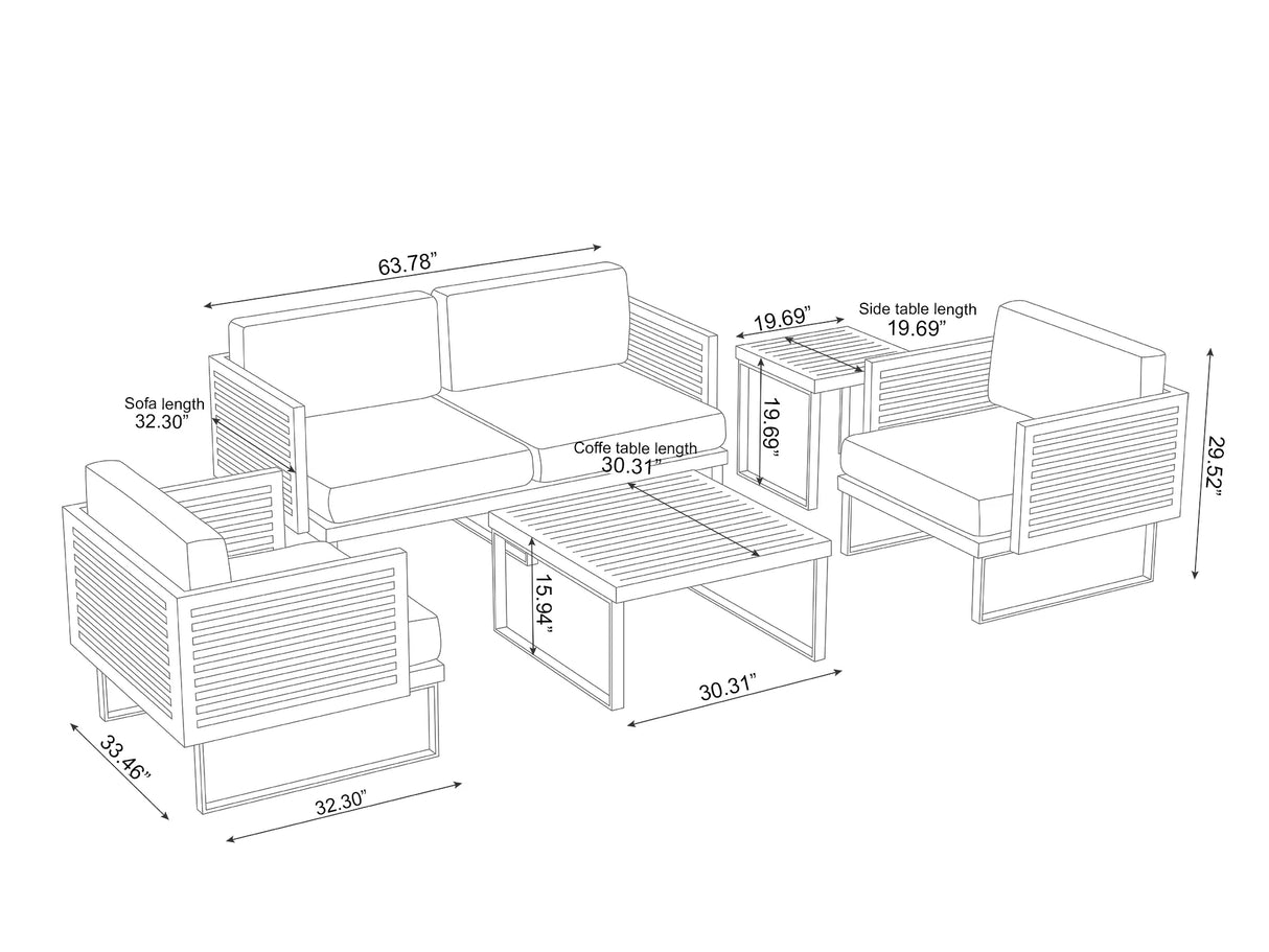 Monterey 4 Seater Chat Set with Coffee Table and Side Table